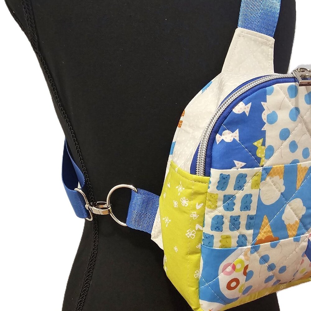 Mav Sling Patchwork Mini Sling Backpack: Ruby Star Society Crossbody Bag - Picture 5 of 5